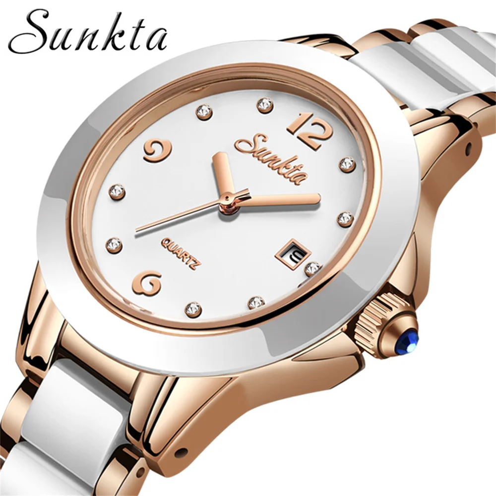 

SUNKTA Fashion Women Watches Rose Gold Ladies Bracelet Watches Reloj Mujer 2023 New Creative Waterproof Quartz Watches For Women