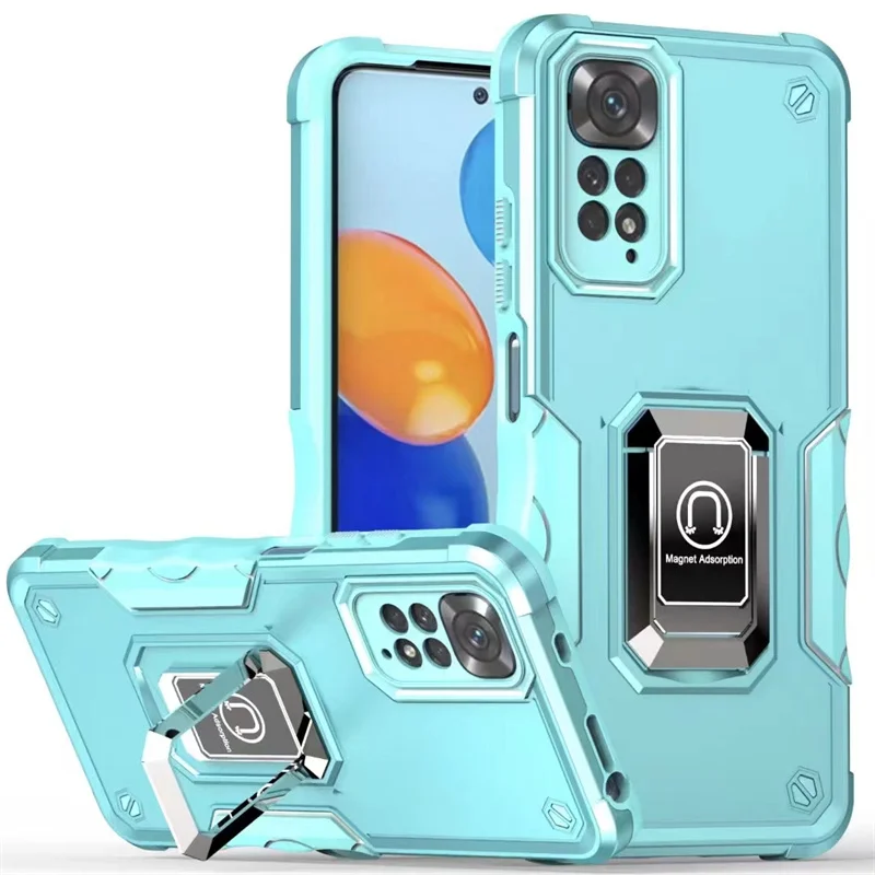 

For Xiaomi POCO X4Pro 5G Shockproof Protective Phone Case For Redmi Note 11 11s 4G 11T 11Pro plus Stand Ring Magnetic Phone Case