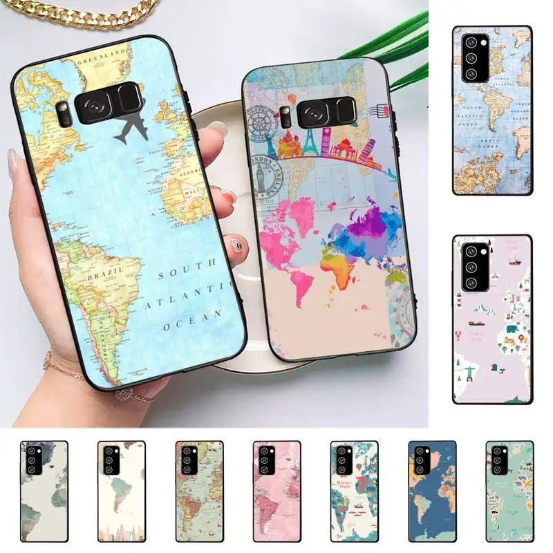 

World Map Phone Case for Samsung Note 5 7 8 9 10 20 pro plus lite ultra A21 12 72