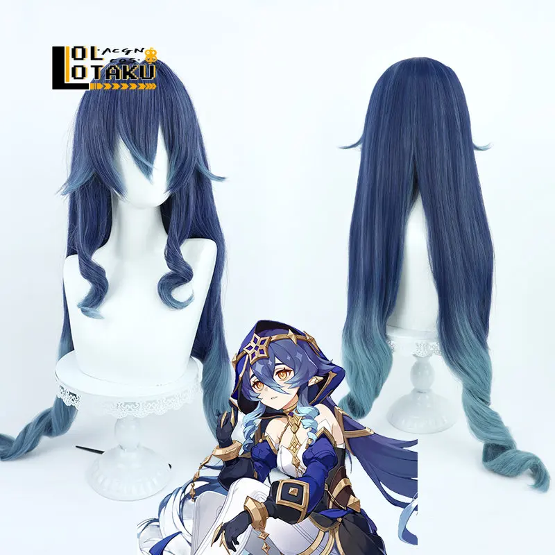 

Layla Cosplay Wig Genshin Impact Blue Gradient Long 100cm Wavy Heat Resistant Synthetic Hair Halloween Party Carnival + Wig Cap