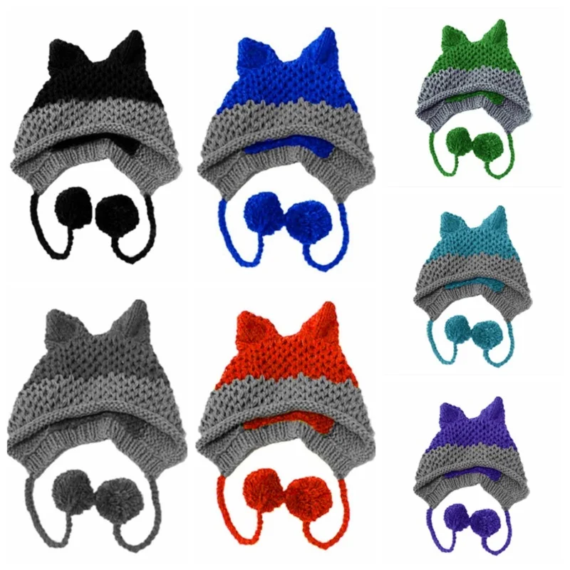 

Cute Fox Ears Beanie Winter Warm 100% Handmade Knit Hat