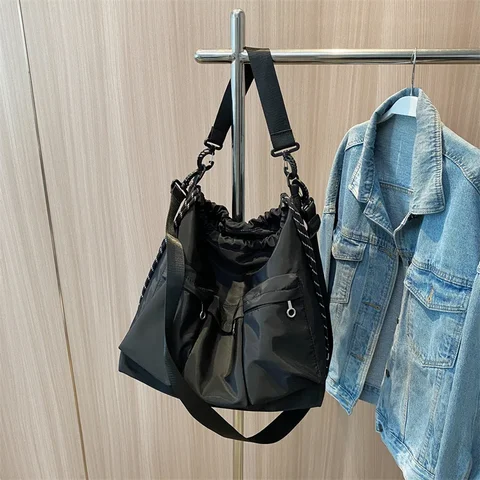Большая черная нейлоновая сумка через плечо унисекс, сумки-тоуты с несколькими карманами, дизайнерские дорожные сумки на ремне для женщин, модные сумки, кошельки