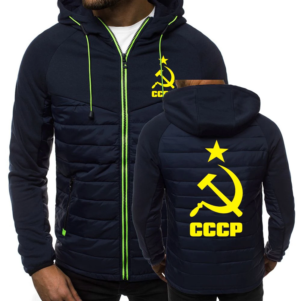 

2022 Autumn Men Parka Cotton CCCP Male Splice Color Man Warm Zipper Fashion Coat Print Winter Patchwork Warm Sportwear Jackets