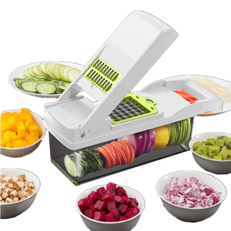 

8 In 1 Multifunctional Vegetable Cutter Fruit Slicer Grater Shredders Drain Basket Slicers Gadgets Kitchen Accessories Chopper