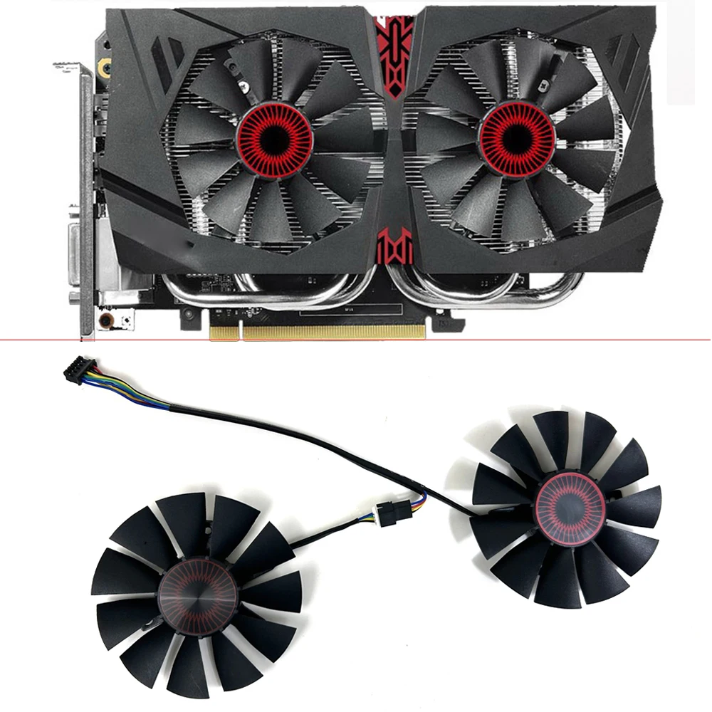 

Вентилятор для видеокарты ASUS STRIX GTX960 GTX950 GTX 750Ti R9 370, 2 шт.