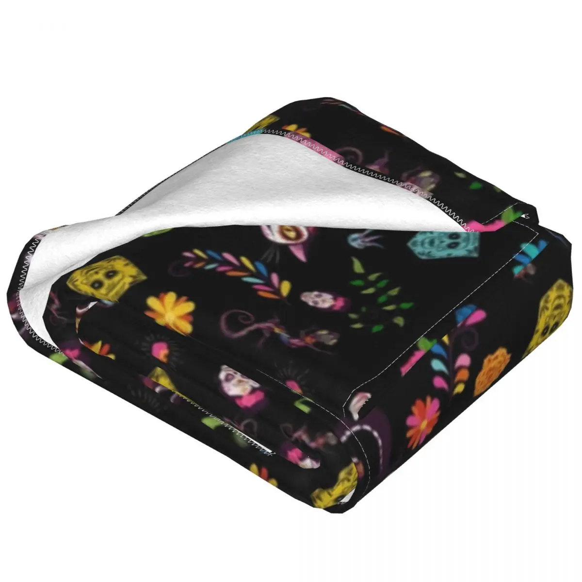 Одеяло с изображением сахарного черепа кота День мертвых удобное Флисовое