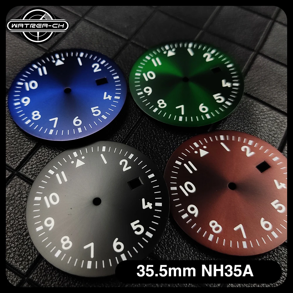 

Men's Watch Accessories 35.5mm Aviator Dial, Solar Spotted Aseptic Dial, C3 Green Luminous Adapted to the NH35A movement
