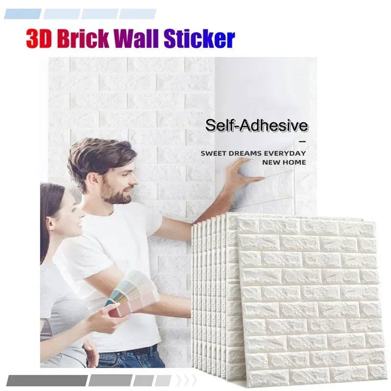 

3D Foam Wall Stickers Decorative Adhesive Panels Home Bedroom Decor Living Room Bathroom Kids TV Creative Waterproof Wallpaper