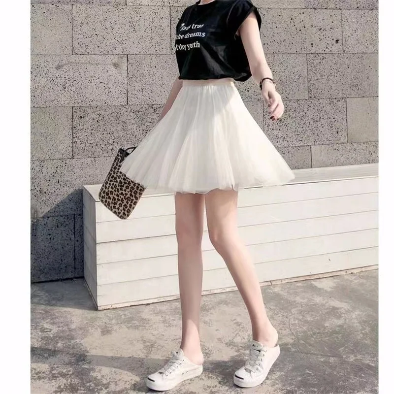 

2022 Princess Tulle Skirt High Waist Pleated Dance Skirt High Quality Pleated Gauze Short Skirt Adult Tutu Dancing Skirt