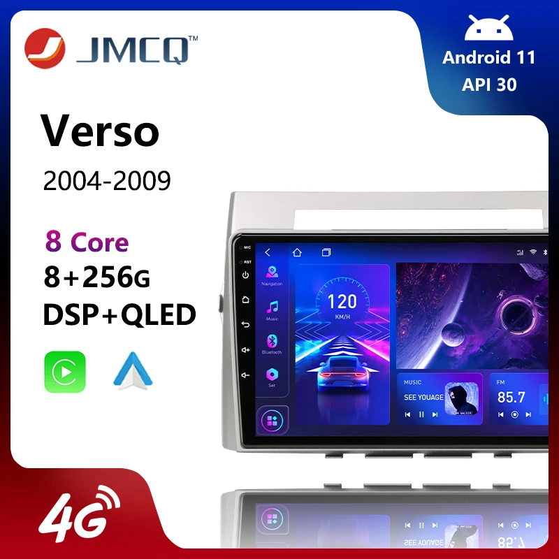 

JMCQ 2Din 9" 4G Android 11 Carplay Car Radio stereo Multimedia Players GPS For Toyota Corolla Verso AR10 2004-2009 Head Unit