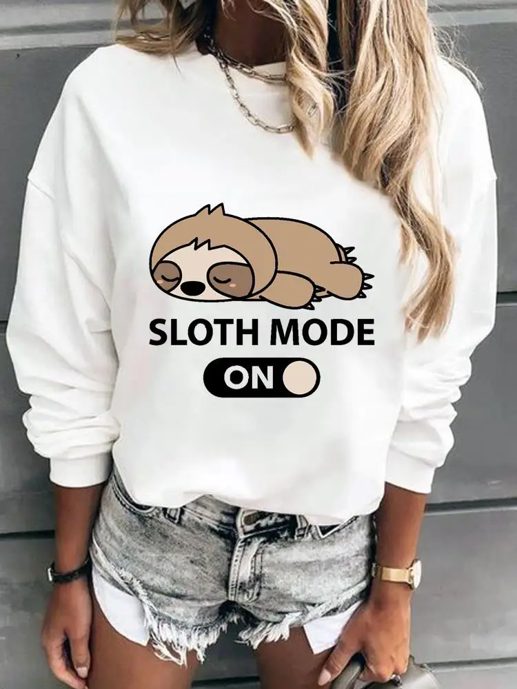 

Sweatshirts Sloth Animal Cute Letter Printing Graphic Autumn Spring Fall Pullovers For Women Top Female Casual Clothing