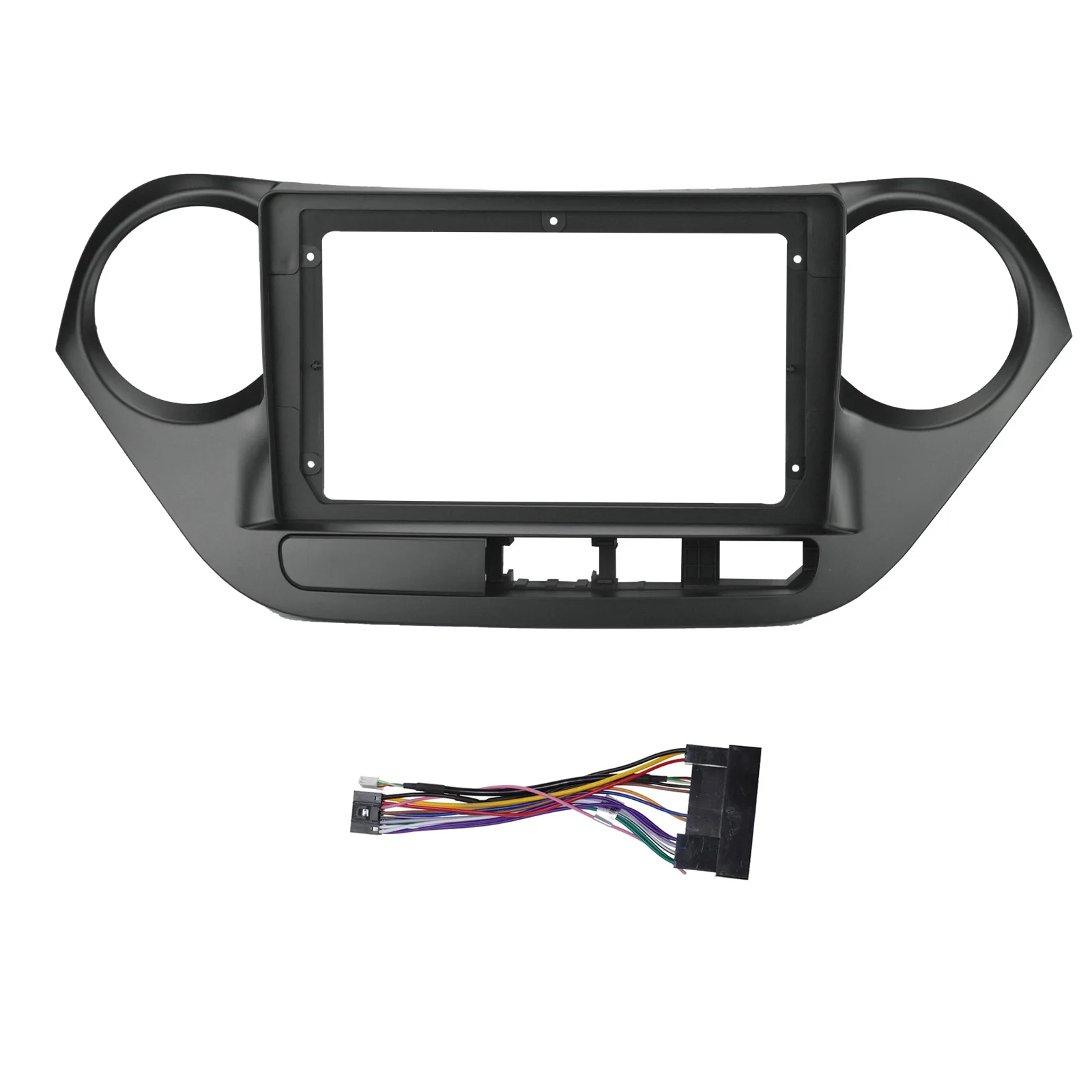 

9-дюймовая 2 Din рамка для приборной панели автомобиля, радио, приборная панель, MP5 плеер, DVD-адаптер, панель с кабелем для Hyundai I10 2014-2017 LHD