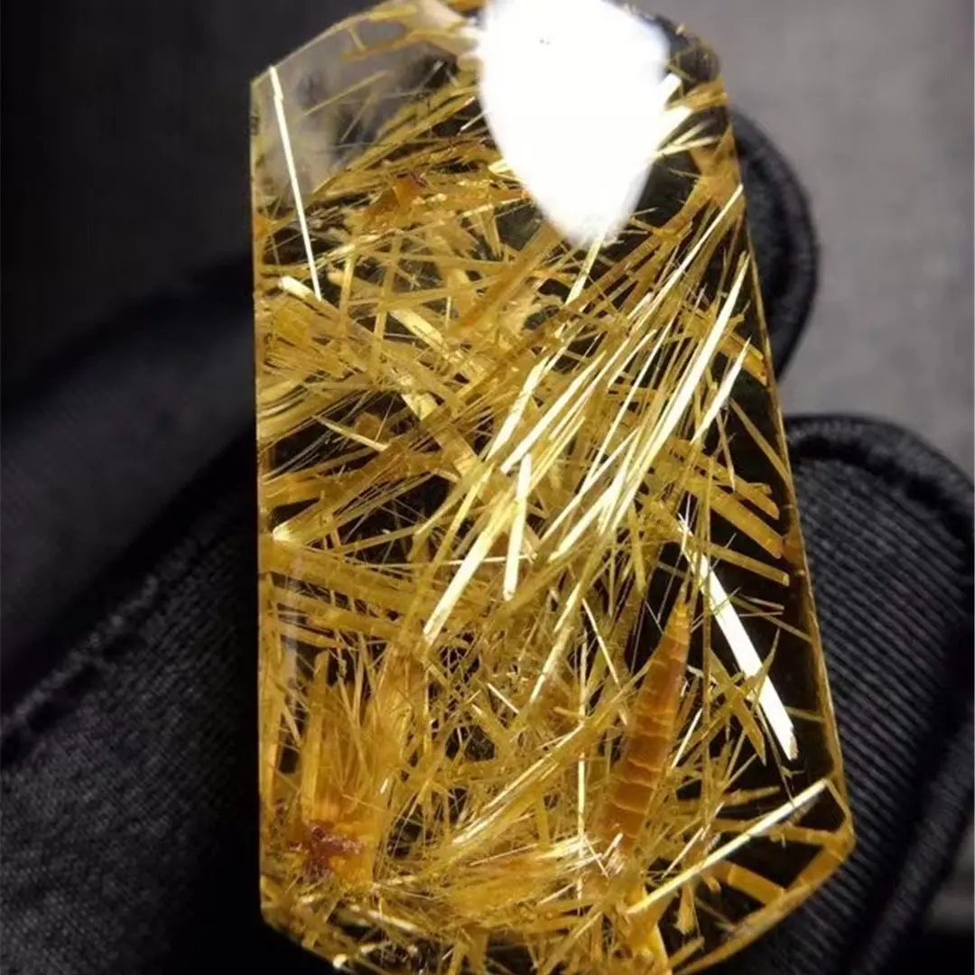 

Топ натуральные золотые волосы рутилированный кварц кулон ожерелье ювелирные изделия для женщин мужчин богатый кристалл подарок 36x21x10 мм б...