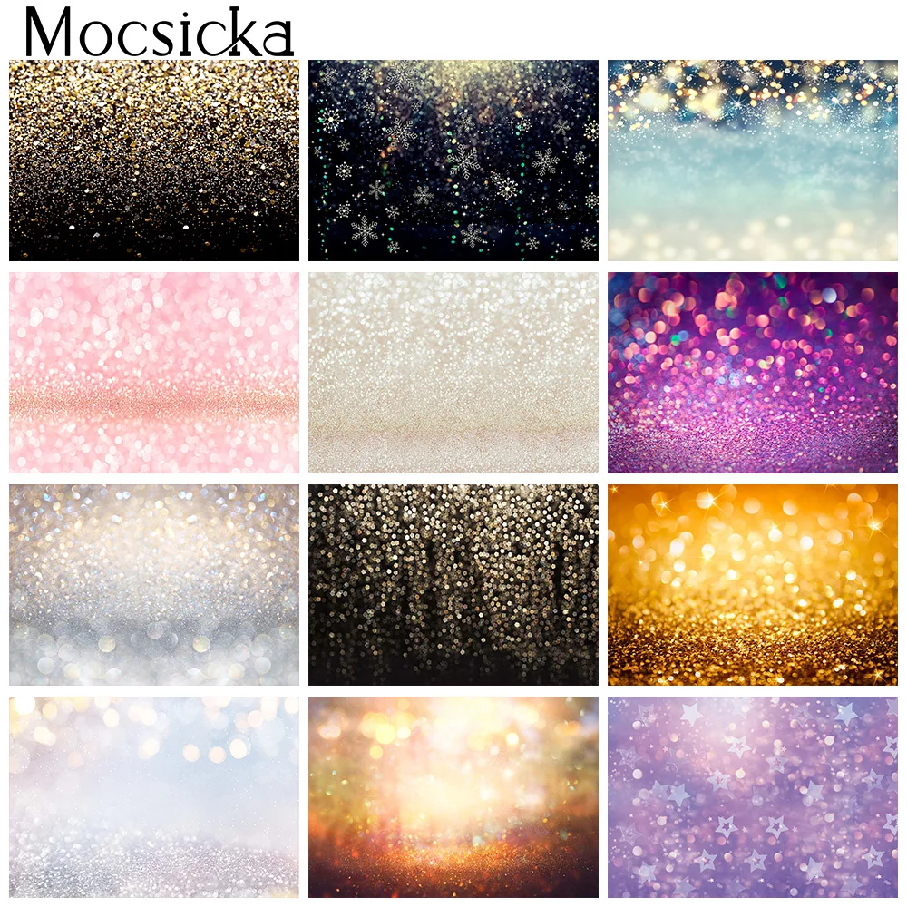 

Christmas Tree Winter Snow Background For Photography Bokeh Glitter Party Decoration Gifts Sock Photo Backdrop Studio Photocall