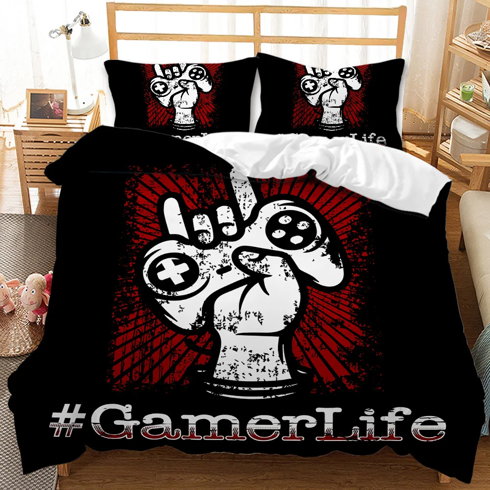 

Gaming Bed Duvet Cover Set Twin,Gamer Bedding Sets 2/3pcs Microfiber Game Bed Set for Boys Kids,Game King Size Duvet Cover Set