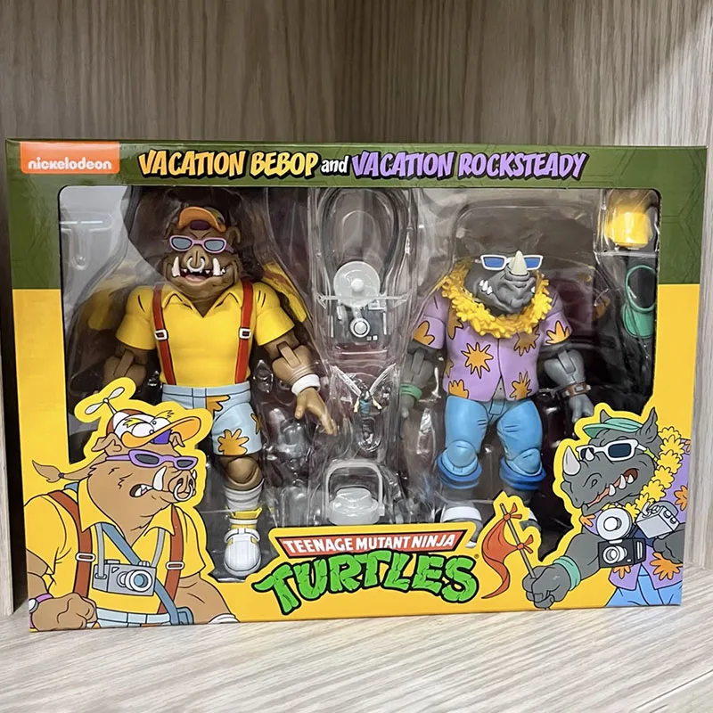 Фото Фигурка черепахи-ниндзя NECA 54359 Bebop and Rocksteady, экшн-фигурки, 7-дюймовая подвижная модель куклы, подарок для детей, оригинал №5