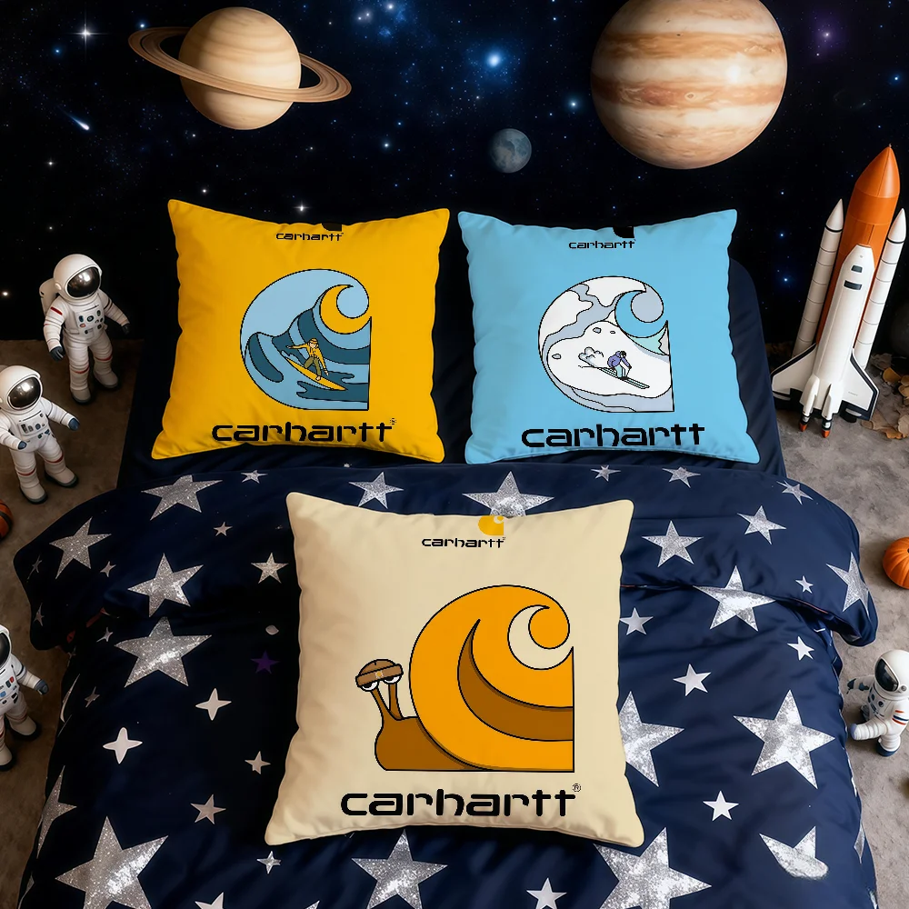 Фото Чехол для подушки с логотипом C-Carhartt-ES, модный, для дома и офиса, удобный, в скандинавском стиле, с молнией. №1
