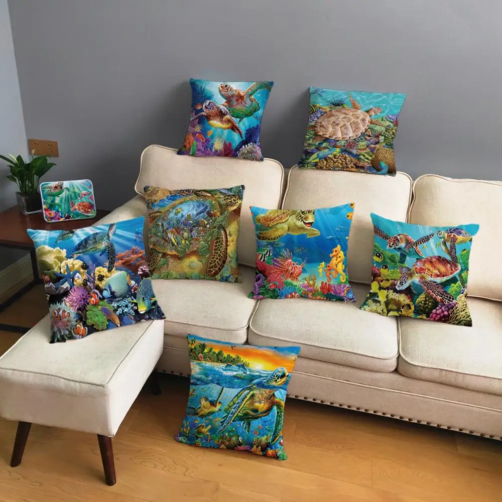 

45*45 Pillowcase Color Turtle Dolphin Polyester Cushion Cover Sofa Pillowcase