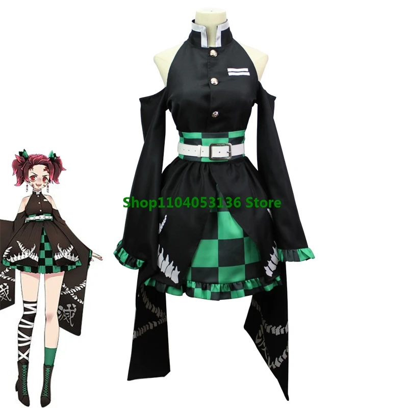 Anime Demon Slayer Kamado Tanjirou Cosplay Costumes adults kids Agatsuma Zenitsu Christmas Party Women Uniform Dress gift