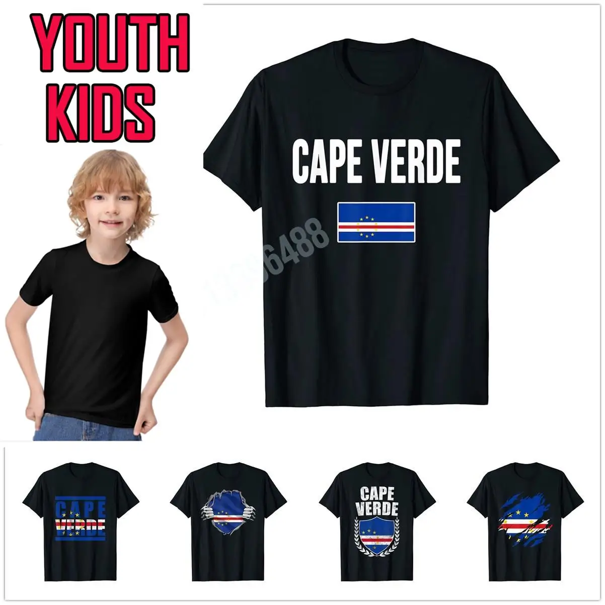 

More Design Youth Kids Cape Verde National Flag Design T-Shirt For Children T Shirt Family Tops Cotton Boy Girl Tee