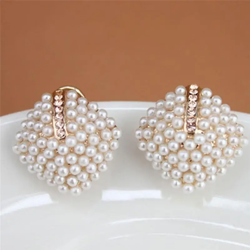 

Fashion Jewelry Crystal Rhinestone Pearl Stud Earrings Vintage Elegant Earrings Gifts