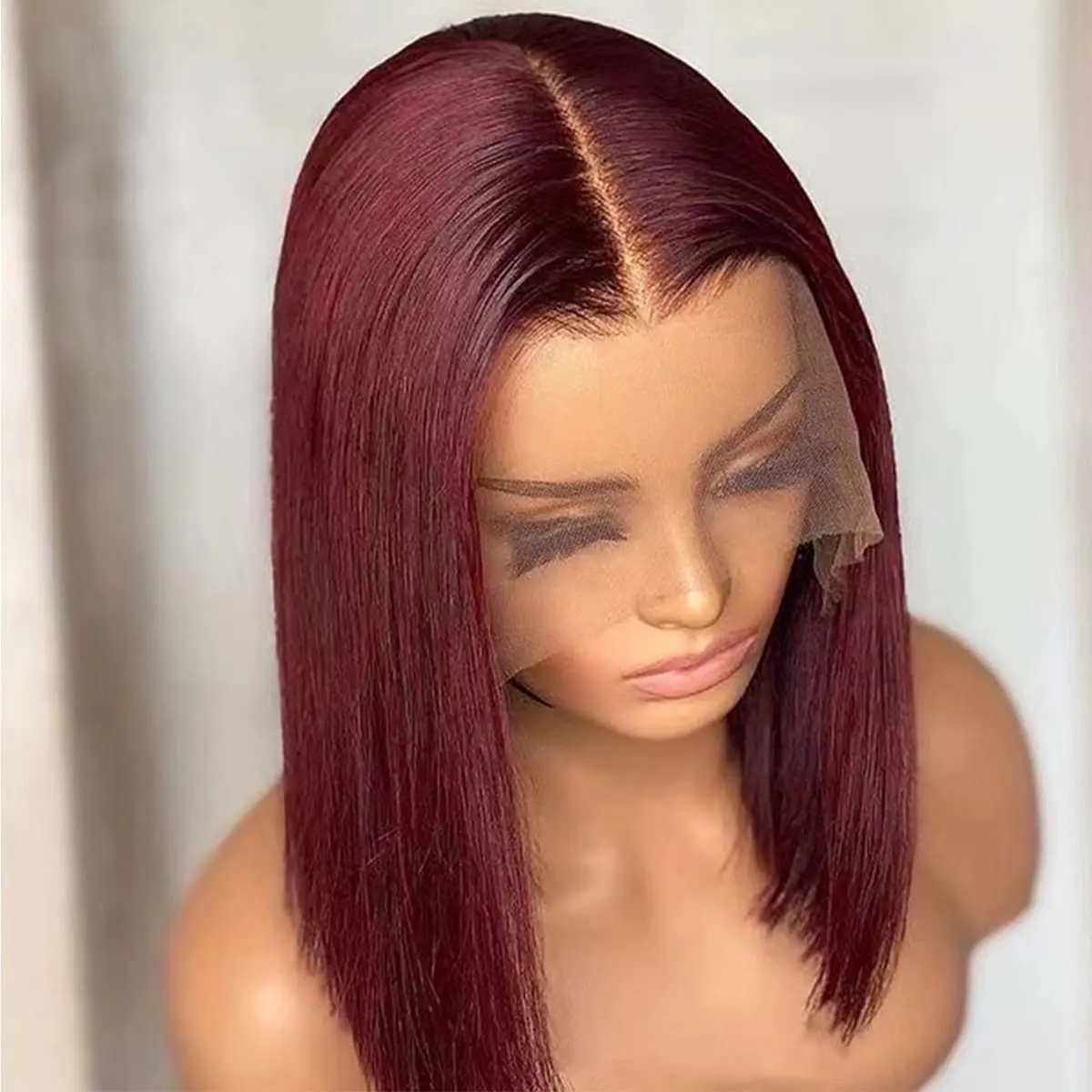 Short Bob Wig Lace Front Human Hair Wigs For Black Women Colored Burgundy Lace Front Wig 99J Red Straight 13x4 Lace Frontal Wigs