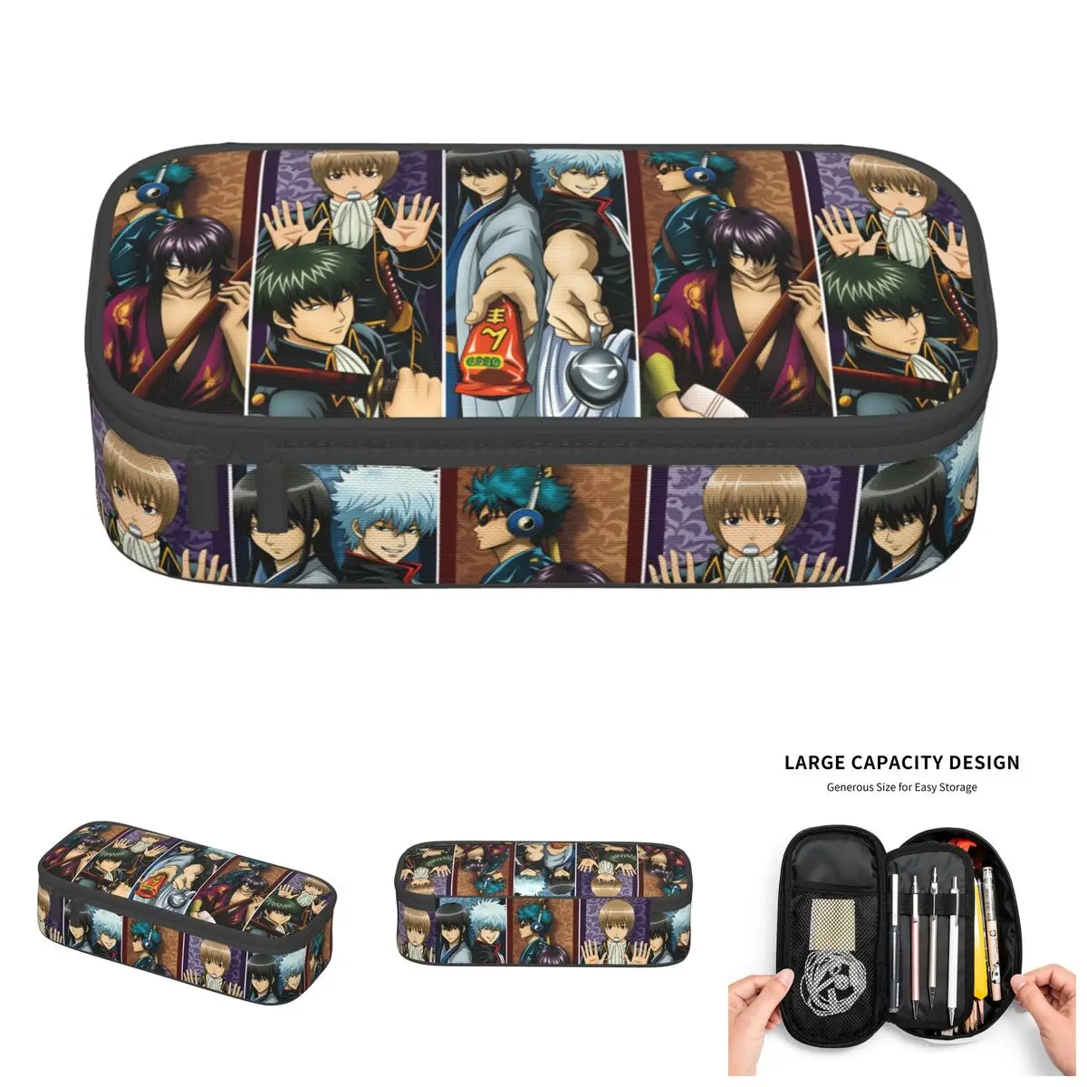 Фото Пенал Gintama Sakata Gintoki Takasugi Shinsuke для хранения больших предметов, сумка-коробка для ручек Kawakami Bansai Okita Sougo, школьные принадлежности №1