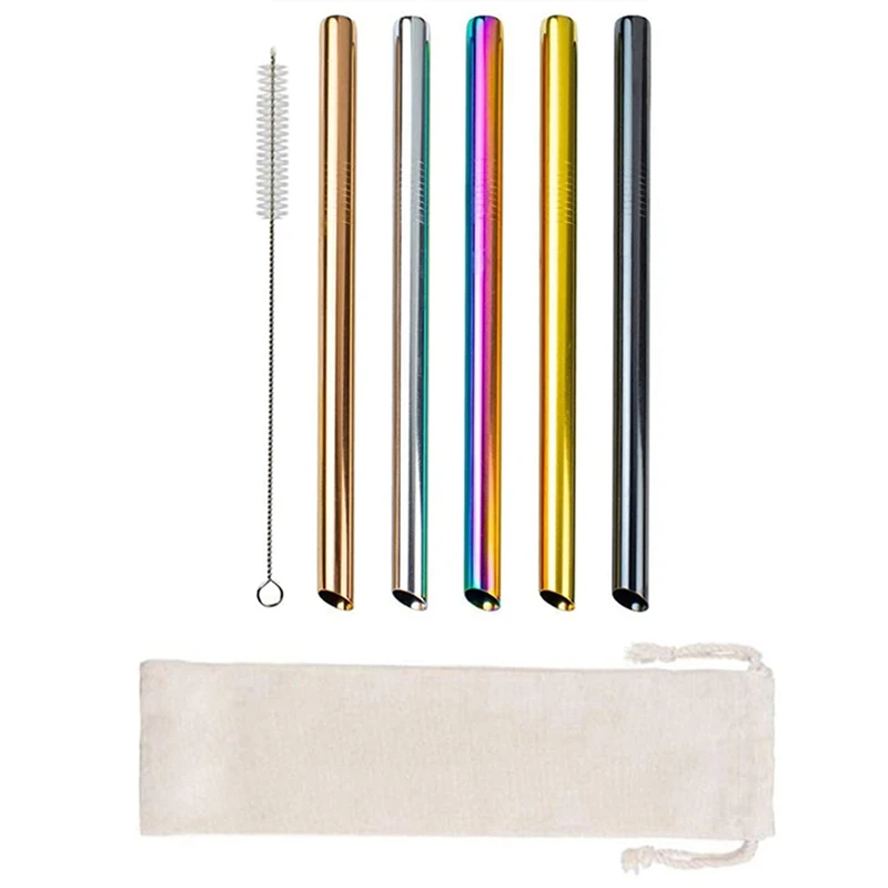 

Многоразовые питьевые соломинки, 10 шт., широкие соломинки, соломинки для смузи, молочные соломинки для чая, соломинки с чистящей щеткой, сумк...