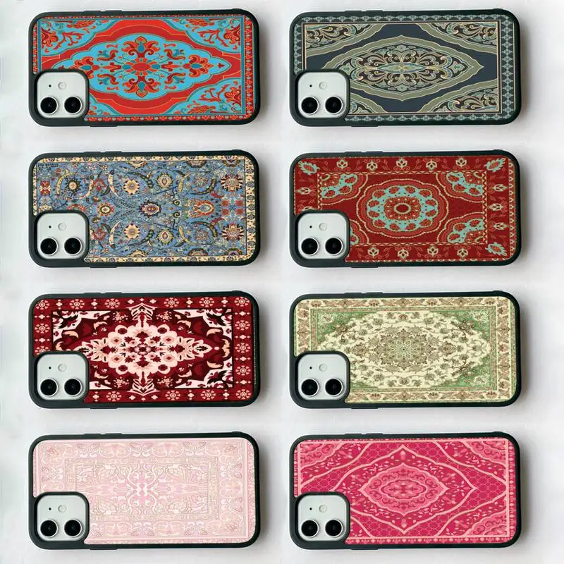 

MaiYaCa Retro Emboss Floral Flower Phone Case Silicone PC+TPU Case for iPhone 11 12 13 Pro Max 8 7 6 Plus X SE XR Hard Fundas
