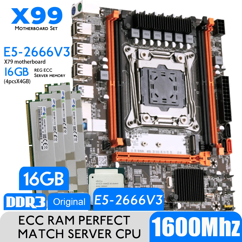 Oeny X99    XEON E5 2666 V3 LGA 2011-3  4 . X 4  = 16  1600   DDR3
