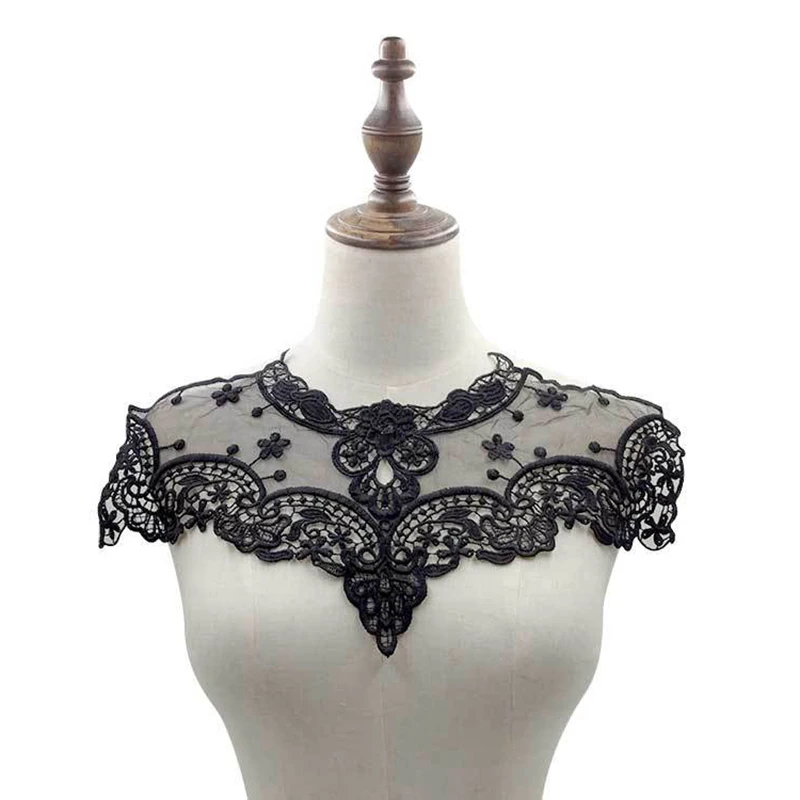 

New Fashion High Quality Retro Lace Floral Sewing Applique Round Neck Collar Neckline Fake Collar LL@17
