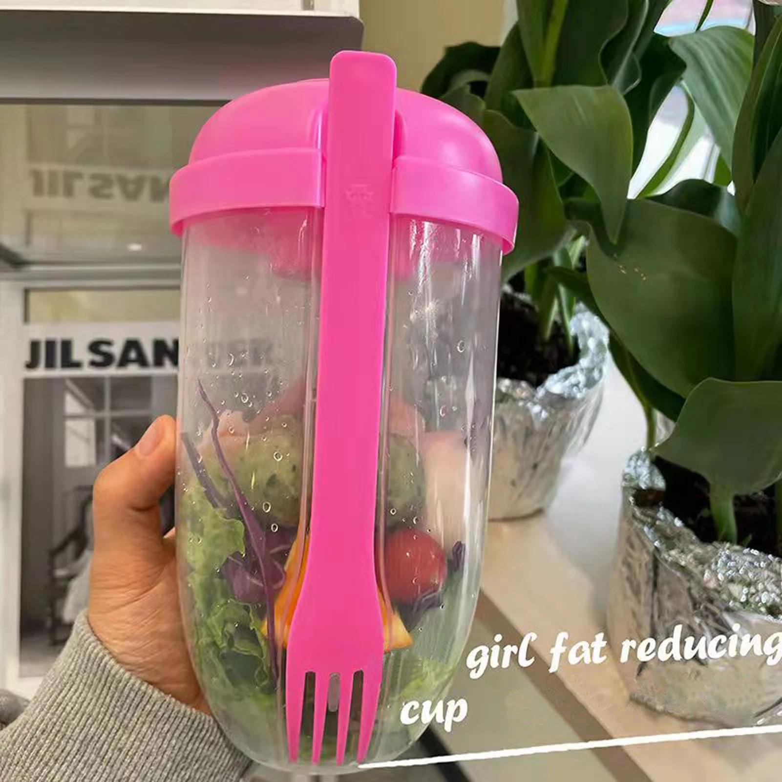 Bento Salad Container Cup Set With Sauce Cup And Fork Bottle Salad Container For Lunch Salad Containers Carry To Go Food Box