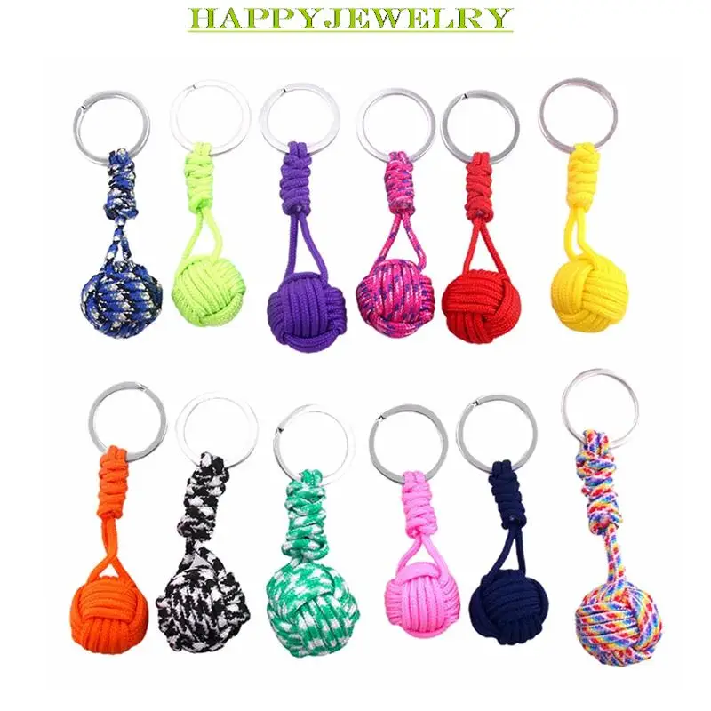 

Woven Rope Ball Keychain Outdoor Survival Tool Jewelry Lanyard Military Tactical Parachute Key Ring Camping Hiking Keychains