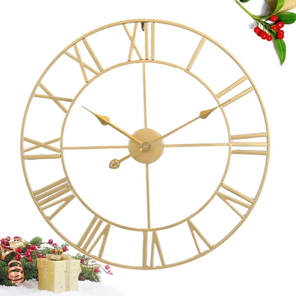 

Iron Silent Wall Clock Simple Wall Clock Decor Home Decorative Wall Clock Living Room Wall Clock (Golden Embryo Golden Sun