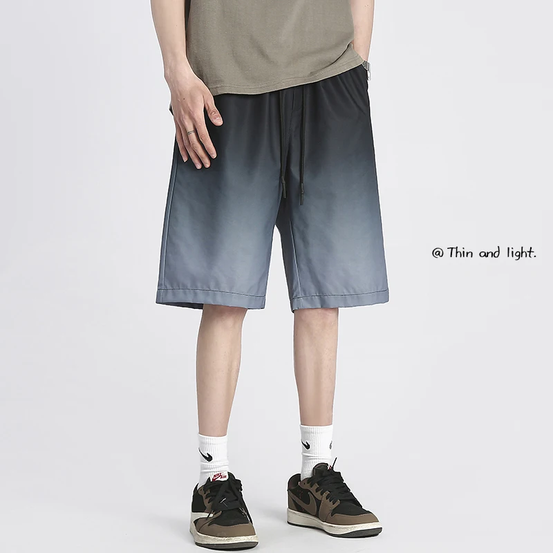 

Men Summer Shorts Quick Dry Knee-Length Sweatpants Mens Beach Shorts Fashion Gradient Sports Running Jogger Pants Size M-5XL