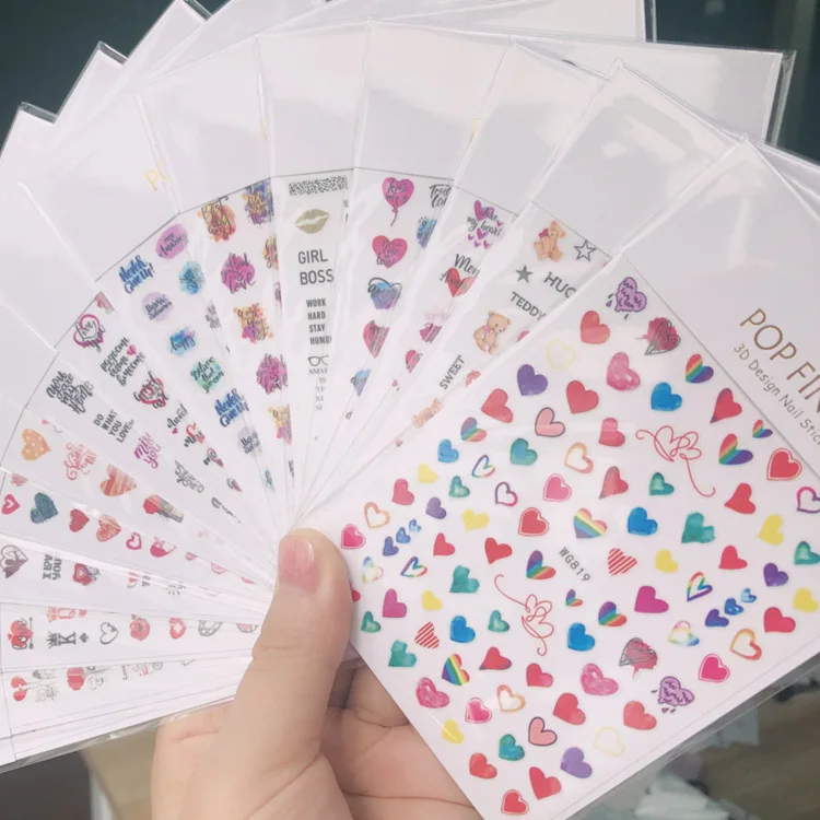 

Nail Stickers New Henna Valentine's Day Black Red Blue Heart Love Letters Lips Art Deco Nail Stickers Tattoo Stickers