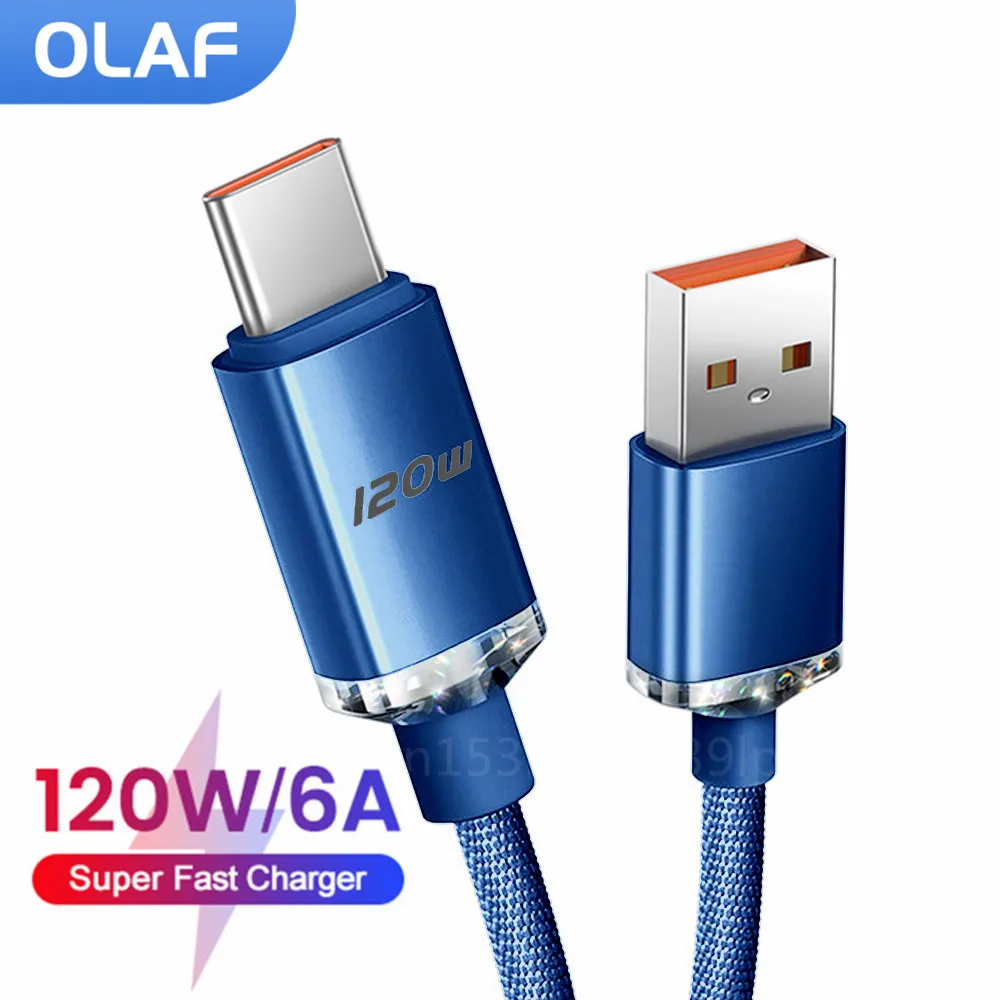 

Olaf 120W USB Type C Cable USB-C 6A PD Fast Charging Type C Charger Cord For Huawei P50 Samsung Xiaomi iPad USB C Cable QC3.0