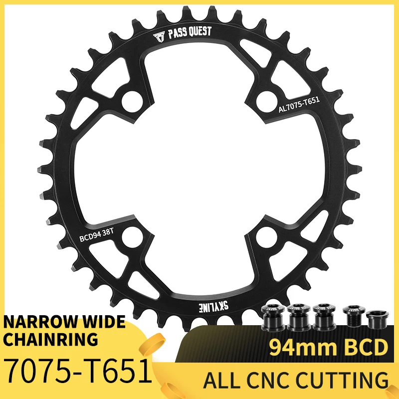 

PASS QUEST 94BCD MTB Mountain Bike Chainwheel Bicycle Round Narrow Wide Chainring 32 34 36 38 40T Sprocket Crankset For NX GX X1