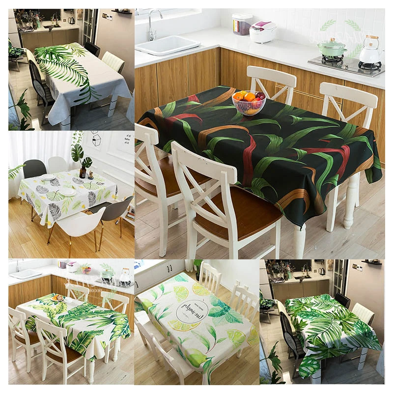 

Nature Plant Pattern Tablecloth Tree Leaves Art Fresh Decorative Aesthetics Water And Stain Resistant Suitable For Home Parts