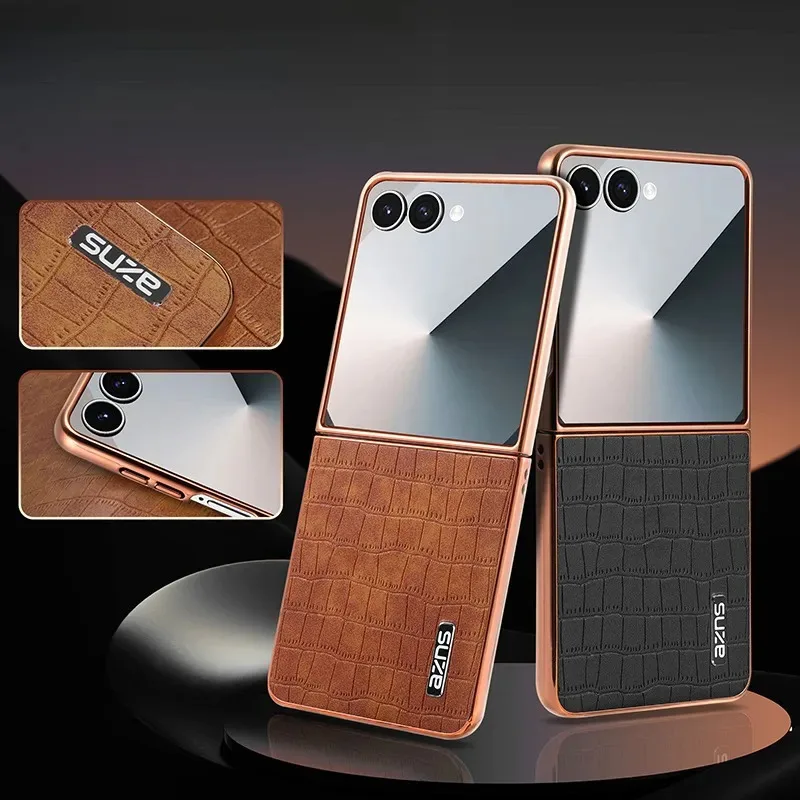 Фото Чехол Skinlee для Samsung Galaxy Z Flip 8 5G с крокодиловым узором, ударопрочный мягкий чехол для Samsung Galaxy Z Flip 8 5G. №1