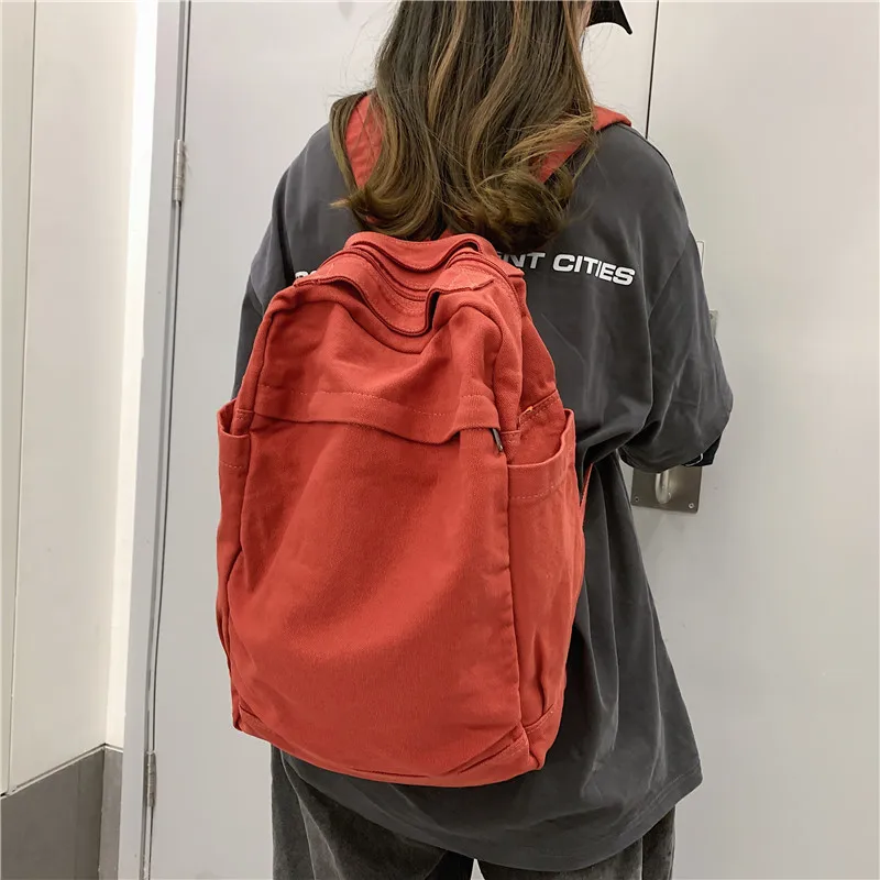 

Рюкзак в ленивом стиле с большой вместимостью, холщовый рюкзак в стиле ретро, однотонный студенческий рюкзак, рюкзак для компьютера для женщин