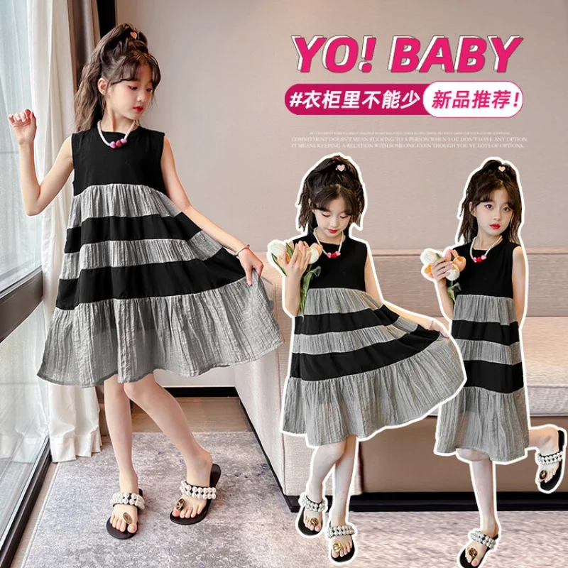

Summer Girl Dress 4-16Year Junior Girl Clothing New Korean Style Cute Everyday Casual Kids Clothing Wedding Princess Party Dress