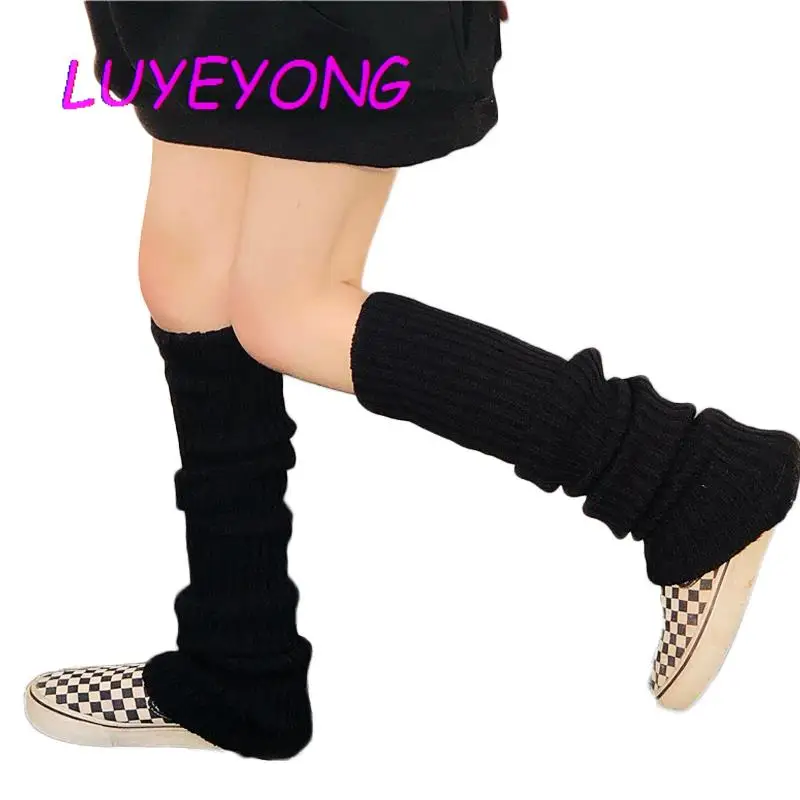

Однотонные черные крутые вязаные длинные носки в стиле панк, женские уличные эластичные гетры до колена, готические носки в стиле хип-хоп и рок, женские теплые облегающие носки 2023