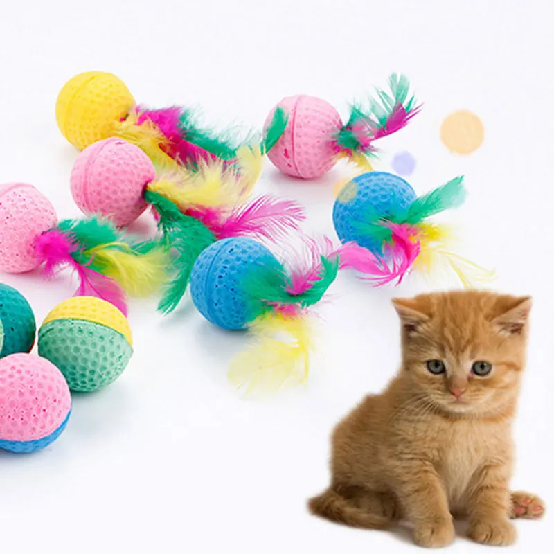 

New Cute Mini Soft Fleece Cat Toys Colorful Feather Funny Playing Training Toys For Cats Kitten Puppy Pet Supplies