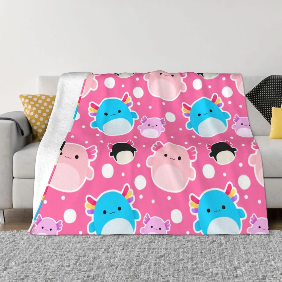 

Розовое Одеяло Axolotl вечерние, милые Мультяшные Мягкие флисовые одеяла, летние, Осенние, зимние декоративные покрывала