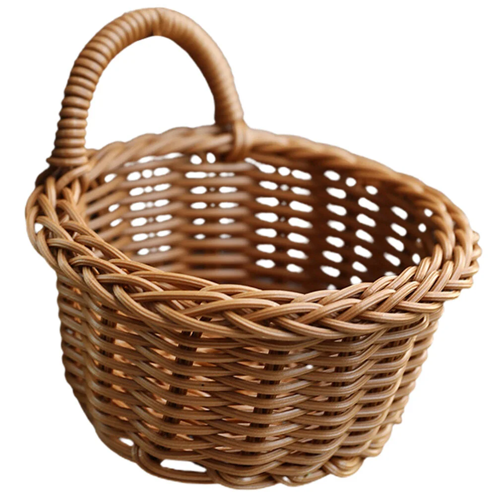 

Kitchen Storage Basket Wall Woven Baskets Plastic Flowerpot Decorative Rattan Imitation