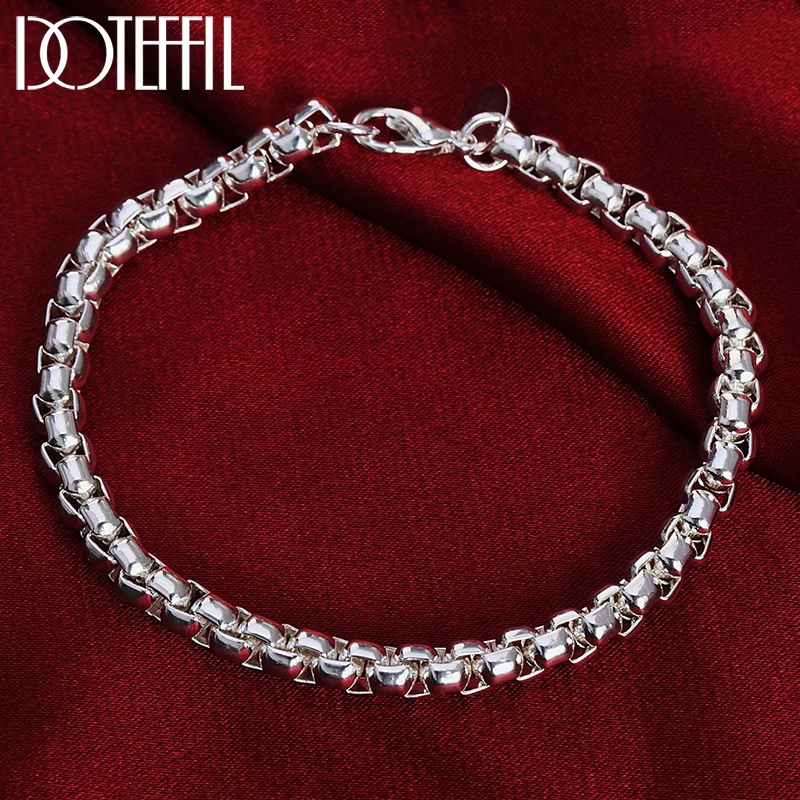 

DOTEFFIL 925 Sterling Silver Circle Round Box Chain Bracelet For Women Man Wedding Engagement Party Fashion Jewelry