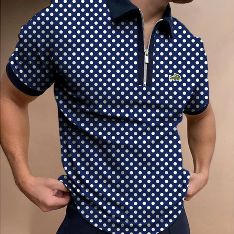 New High Quality New Design Summer Mens Polos Shirts Casual Short Sleeve Brand Polos Hommes Fashion Clothing Tops Zipper POLO