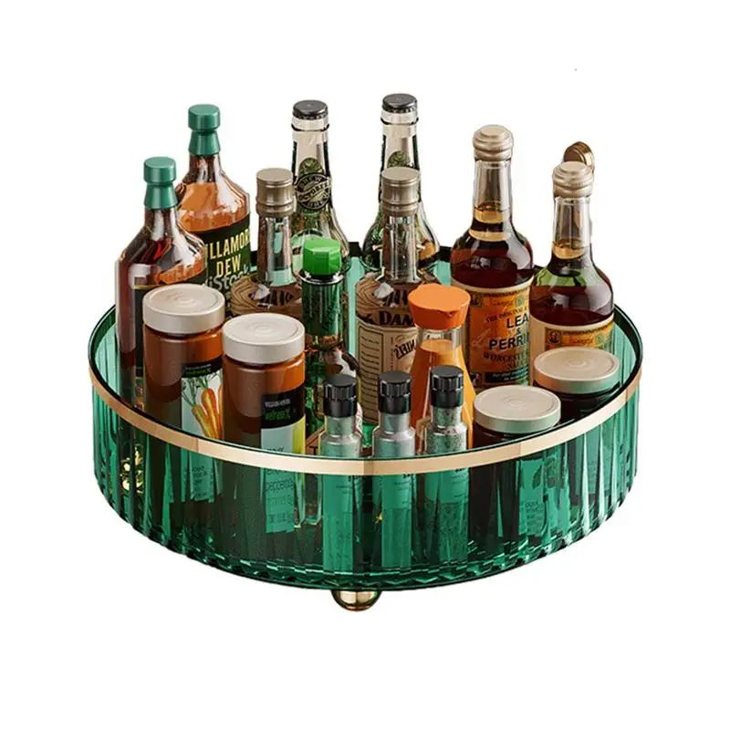 

Turntable Spice Organizer 360 Rotating Makeup Spinning Spice Rack Anti-rust Non-Skid Wear-Resistant Clear Seasoning Storage Rack