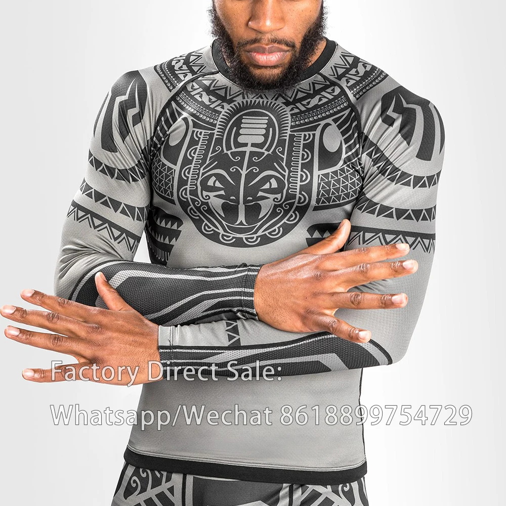 Boxing T-shirt Running Men UV Protection Beach Rash Guard Swimwear Diving Tops Wear Rashguard Long Sleeve Fight Wear Surf Shirts